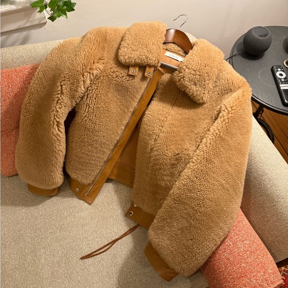 Coach real lamb shearling with leather trim jacket. - Picture 11 of 12